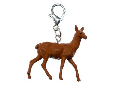 Deer Charm Miniblings Pendant Charm Bracelet Fawn Roe Deer Brown 25mm - Image 1 of 2