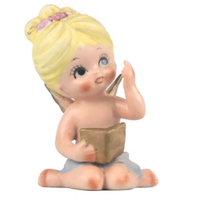 Vintage Japan Lego Figurine 4" Bisque Porcelain Birthday Angel Girl with Book - Picture 1 of 7