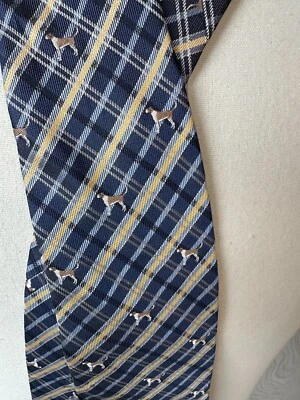 Chaps Ralph Lauren Embroidered Dog Mens Neck Tie 100% Silk Handmade - Image 1 of 4