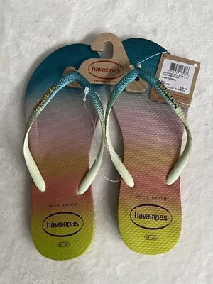 Sandalia Chancla Havaianas Delgada Gradiente Puesta de Sol Verde Lima Talla 9-10 Precio de venta sugerido por el fabricante 38 USD Foto 1 de 3