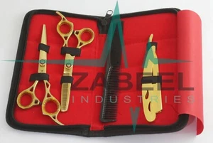 Pro Hairdressing Scissors, Gold Barber Hair Cutting Scissor Shaving Razor ZaBeel - Picture 1 of 6