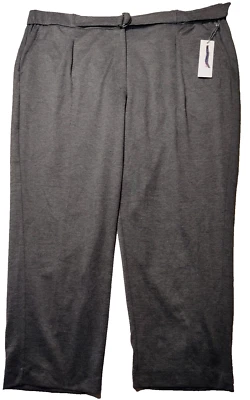 LIZ CLAIBORNE Women Plus Size 22W Charcoal Heather Soft Belted Ankle Pants NEW - Image 1 of 4