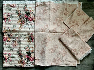 Moda Fabric South Hampton Shabby Chic Pink Floral And Striped Lot 3 + Yards - Picture 1 of 4