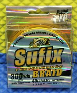 Sufix Performance Braid Hi-Vis YLW Fishing Line 300YD Spool CHOOSE LINE WEIGHT