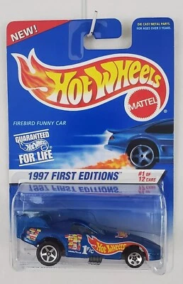Hot Wheels 1997 First Editions Firebird Funny Car HW Racing Blue NOC  - Image 1 of 4