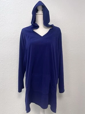 CATHERINES Mujer Plus 1X 18/20W Púrpura Vellón L/S SUDADERA CON CAPUCHA Pullover Bolsillo Usado en Excelente Condición Foto 1 de 4