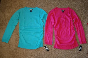 NWT Girls Planet Gold V Neck Solid Cinched Sweater Pink Teal Size 14 16 LQQK FS! - Picture 1 of 8