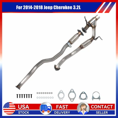 Tubo delantero de acero inoxidable con kit de tubo Flex Y se adapta a: Jeep Cherokee 2014-2018 3,2 L Foto 1 de 4