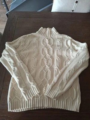 Chaps女式渔民毛衣100%纯棉中码安静豪华学院风经典 — 第 1/4 张图片