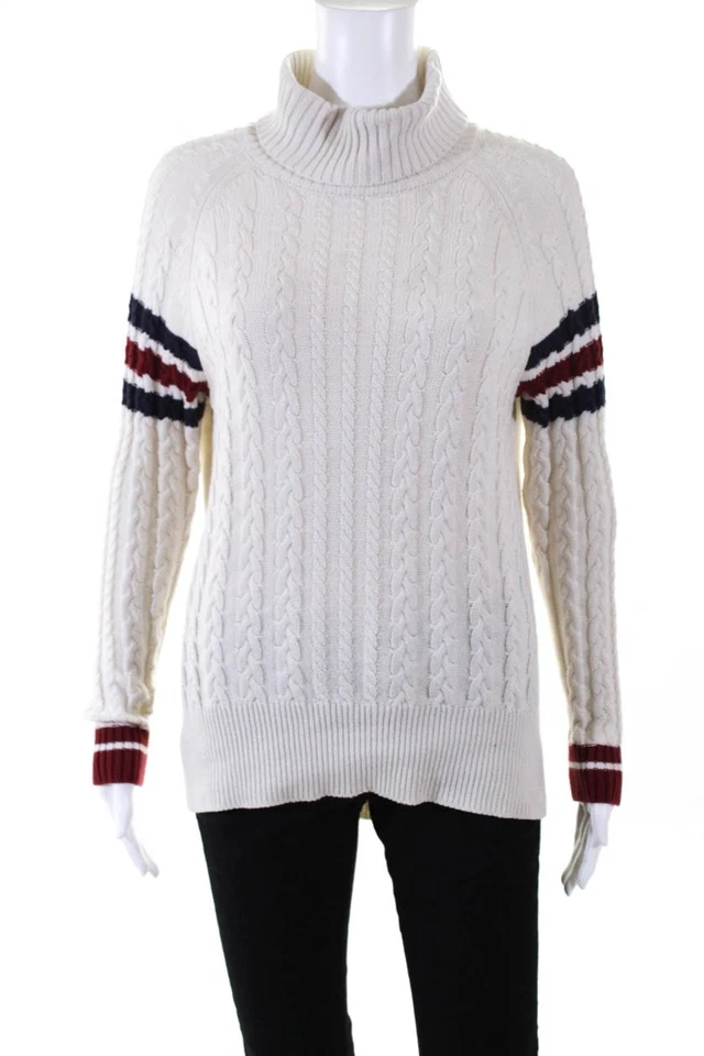 Suéter de cuello alto tejido con cable pizarra y sauce blanco talla pequeña 11478681 para mujer Foto 1 de 4