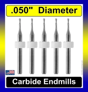 .05" End Mill, 2-Flute, Carbide .300" Depth, FIVE Pieces Made in USA .050 UMT113 - Picture 1 of 5