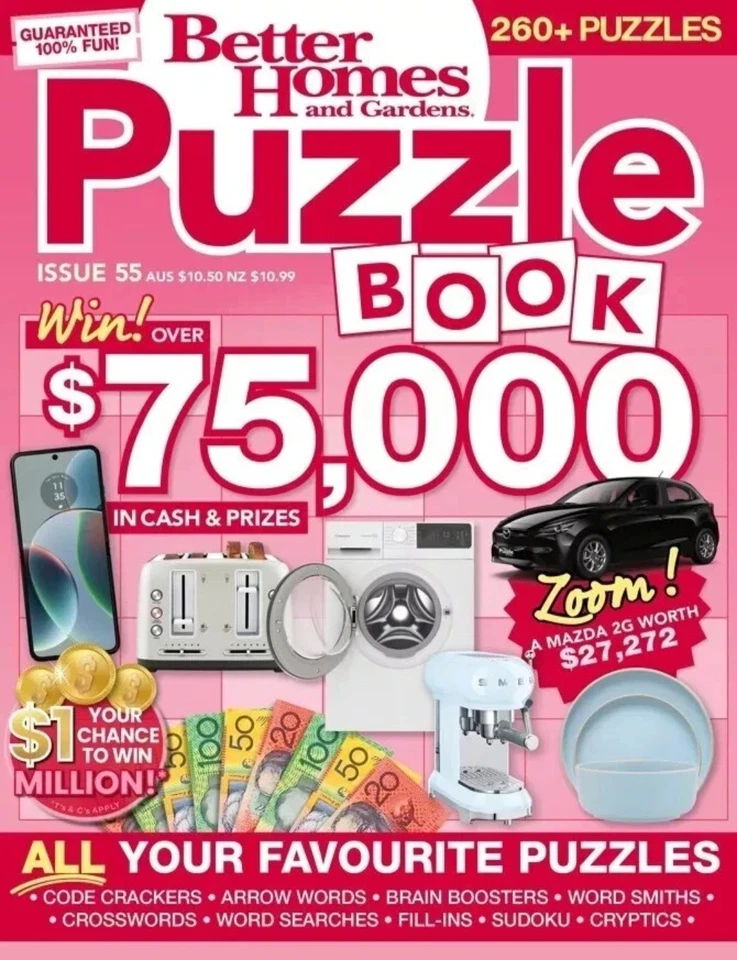 #55 Better Homes and Gardens PUZZLE BOOK,260+ Puzzles Code Crackers,Crosswords - Image 1 of 4