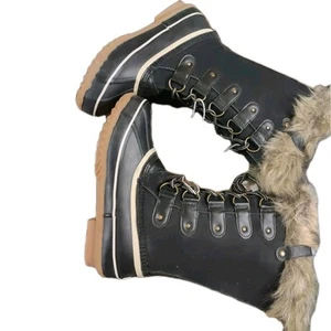 JBU Ladies Bella Duck Boots Winter Waterproof Faux Fur Lining BLACK New Size 8 - Picture 1 of 3