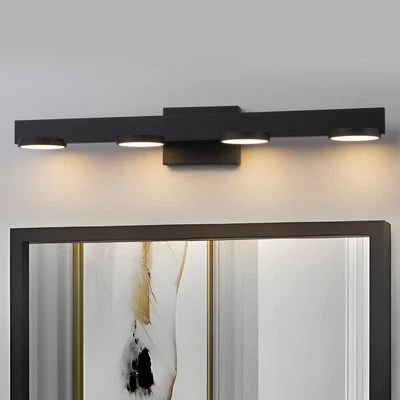 4-Light Black Aluminum LED Vanity Light with Frosted Acrylic Shade - Image 1 of 4