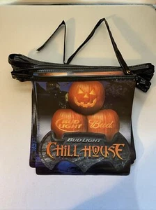 Banner de cerveza vintage Bud Light Chill House Halloween calabaza Budweiser 2002 - Imagen 1 de 7