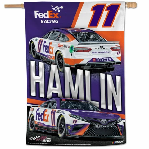 Denny Hamlin 2022 Wincraft #11 Fed Ex Express 28x40 Vertical Flag FREE SHIP! Cover