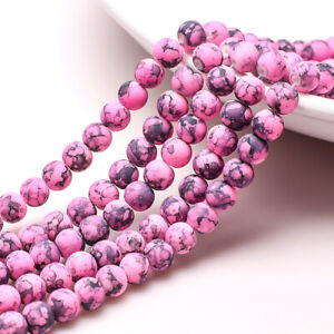50pcs 8mm Round Black Spots Coated Opaque Glass Beads lot for Jewelry Making