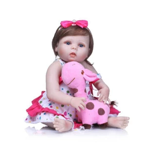 22" Realistic Reborn Newborn Baby Dolls Full Body Vinyl Silicone Waterproof Girl - Picture 1 of 6