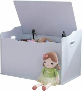 Organizer Würfel Aufbewahrungsbox Kinder Teens Spielzeugkisten Holzbank Sicherheitsdeckel weiß - Bild 1 von 8