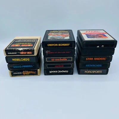 Vtg Atari 2600 Video Game Cartridges Asteroids E.T. Canyon Bomber 14 UNTESTED - Image 1 of 4