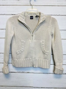 Baby Gap Girls Ivory Cable Knit Zip Front Sweater Size S (5-6) - Picture 1 of 6