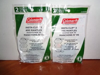 4 GENUINE COLEMAN INSTA CLIP #95 LANTERN MANTLES 2-2 PACKS FACTORY SEALED - Image 1 of 4