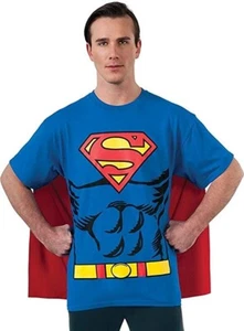 Mens Superman Shirt and Removable Logo Printed Cape by Rubies SIZE MEDIUM!! - Picture 1 of 2