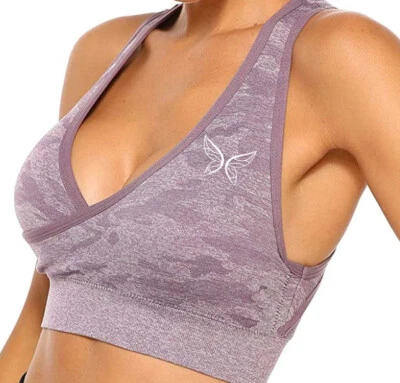 Elise Sports Womens Purple Camo Sports Bra Yoga/Pilates, Gym and Running - Image 1 of 4