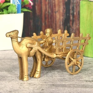 Carrello cammello in ottone da esposizione alto 12 cm, oro, 1 pezzo, per arredamento casa - Foto 1 di 5
