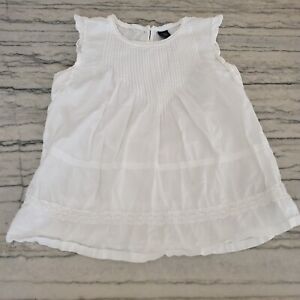 Gap Girls White Poplin Pleat Detail Sleeveless Shirt Size XXL 14-16