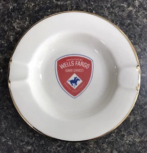 Vintage Protected By Wells Fargo Guard Services Baker Industries Ceramic Ashtray - Picture 1 of 7
