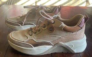 Carmela Women's ComfortFlex Lace Up Sneakers - Size 37 - Nude, Brown, Rose Gold - Picture 1 of 9