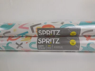 LOTE DE 6 ROLLOS Spritz 120 pies cuadrados alfabeto y animales papel de regalo Foto 1 de 4