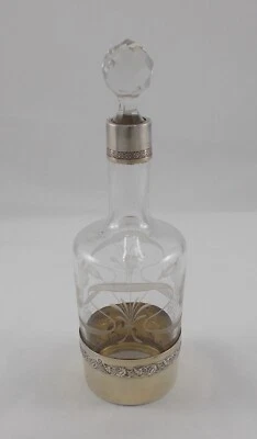 *RAR* Stilvolle Likör- / Wein- Karaffe Jugendstil Glas mit 950er Silberbeschlag - Bild 1 von 4