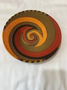 Large hand weave south african zulu telephone wire basket 12" X 5"African art - Picture 1 of 8