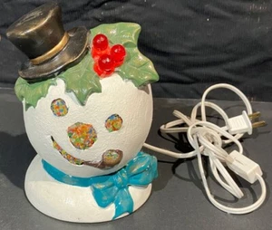 VINTAGE CERAMIC FROSTY THE SNOWMAN HEAD CHRISTMAS LIGHT - Picture 1 of 10