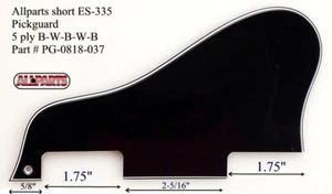 NEW - Pickguard For Gibson ES-335 SHORT -5-PLY BLACK - Picture 1 of 1
