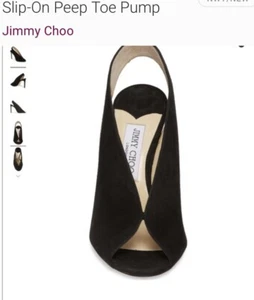 Jimmy Choo Shar Suede Slip-On Peep Toe Pump Black 36 - Picture 1 of 10