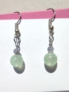 Prehnite And Iolite Earrings Silver Plating. French Hooks.
