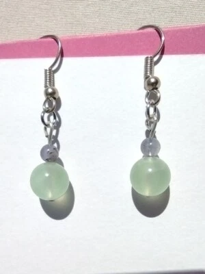 Prehnite And Iolite Earrings Silver Plating. French Hooks. - Image 1 of 4