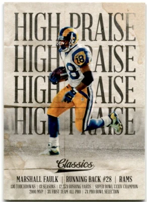 2018 Panini Classics High Praise Marshall Faulk Rams HOF - Image 1 of 2