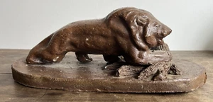 Antique Sewer Tile Folk Art Pottery Lion Base Free Form Ohio Provenance 1920s - Picture 1 of 24