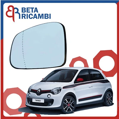 Vetro Specchietto Per Renault Twingo 2014> Piastra Specchio Sinistro Sx Termico - Immagine 1 di 4