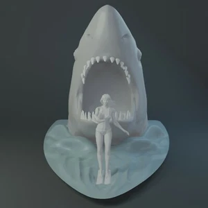 Jaws 2 Movie Poster Shark and Water Skier - 3D Print - Picture 1 of 1
