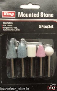 THGKing 5-teiliges montiertes Steinset 1/8 Zoll Schaft großer Kegel Baum Zylinder und Kugel - Bild 1 von 1