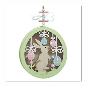 Easter Decor Lighted Bunny Shadowbox Wood Ornament - NEW - Picture 1 of 1