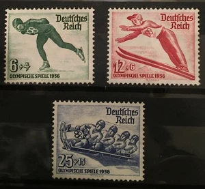 Germany 3rd Reich 1936 Mi 600 - 602 Sc B79 - 81 Winter Olympics MNH - Picture 1 of 4