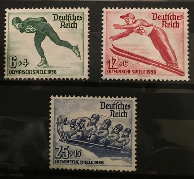  Germany 3rd Reich 1936  Mi 600 - 602 Sc B79 - 81  Winter Olympics  MNH - Image 1 of 4