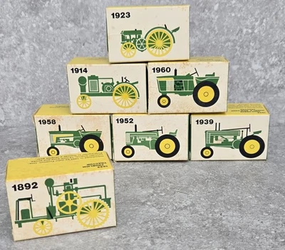 De colección 7 Evolution of John Deere Die Cast Miniatura Tractor Set Ertl EE. UU. ENVÍO GRATUITO Foto 1 de 4