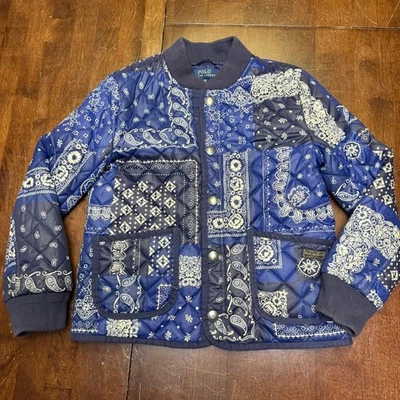 Polo Ralph Lauren Bandana-Print Baseball Jacket Kids Size 7 Small - Image 1 of 4